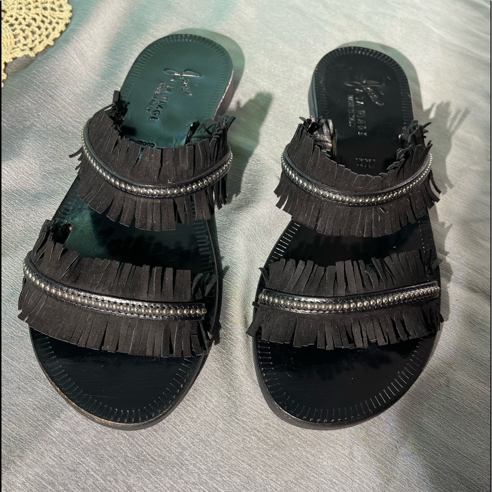JOIE a la plage Made in Italy. Cute black leather sandals. With silver studs 39 - Picture 3 of 10